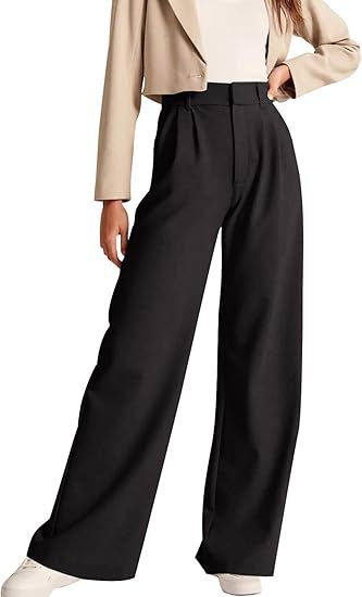 Damen weite High-Waist Hose mit Falten- und Bunddetails Drune