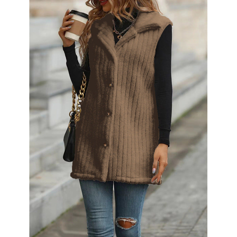 Damen Elegante und kuschelige Teddyjacke mit Knopfleiste Drune
