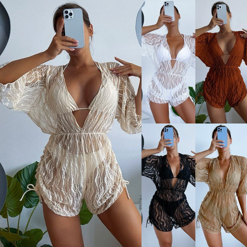 Damen Transparente Strandoveralls Drune