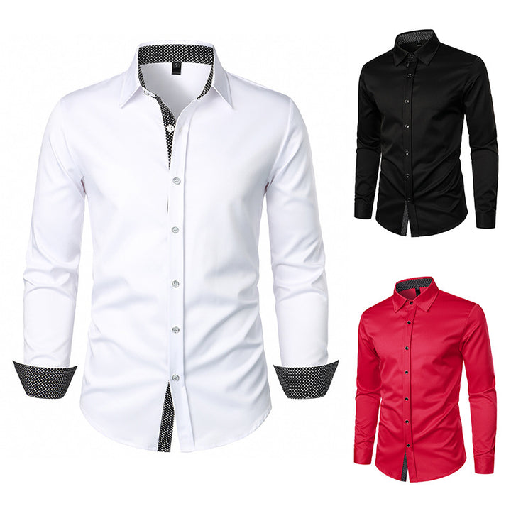 Herren Maßgeschneiderte Formelle Button-Up Hemd mit Kontrast Manschetten Details Drune