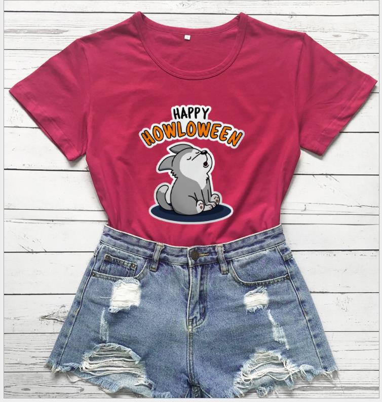 Frauen Grafik T-Shirt mit verspieltem Halloween Hundedesign Drune