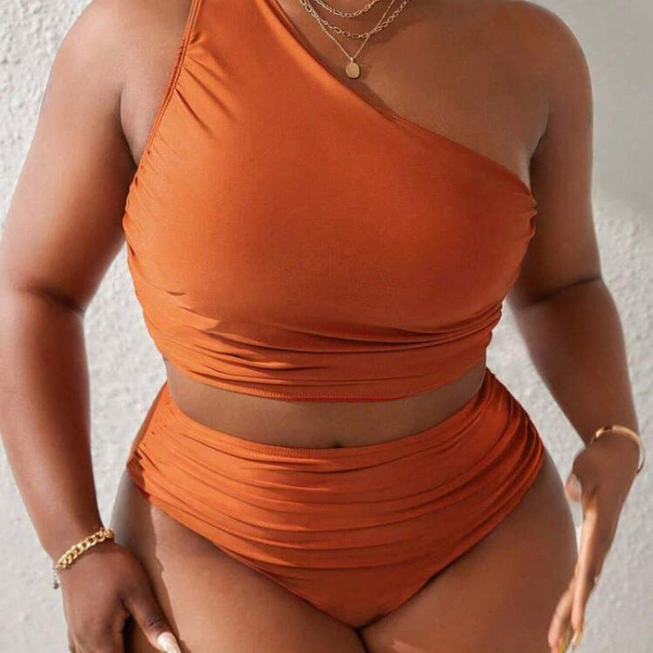 Damen Einseitiger Bikini-Set mit modischem Wickeldetail und hohem Bund Drune