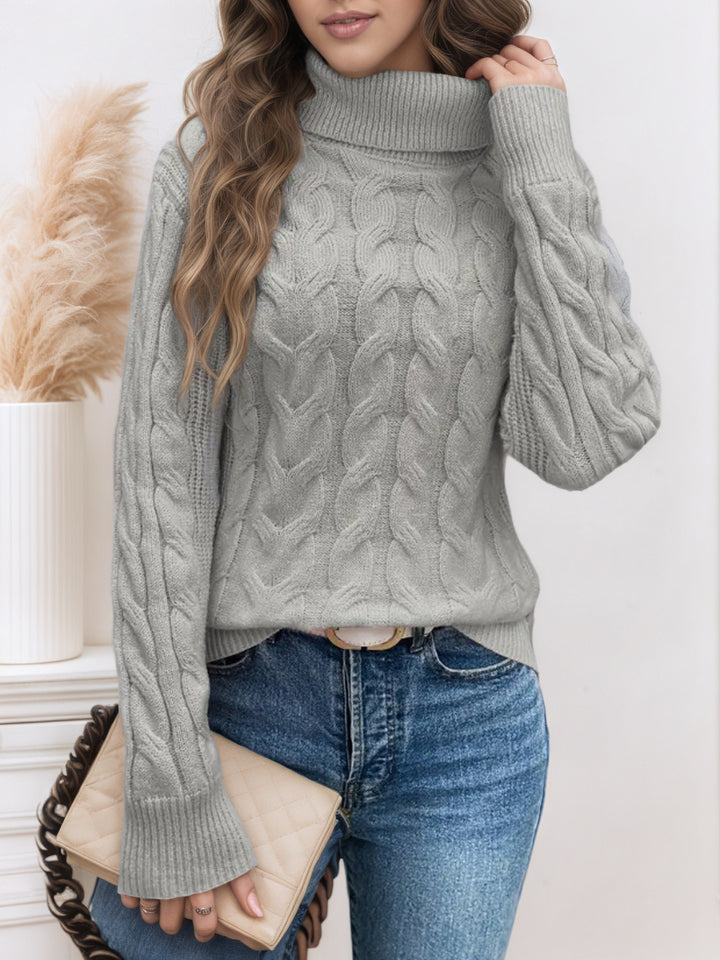 Damen Rollkragenpullover mit strukturiertem Zopfmuster Drune