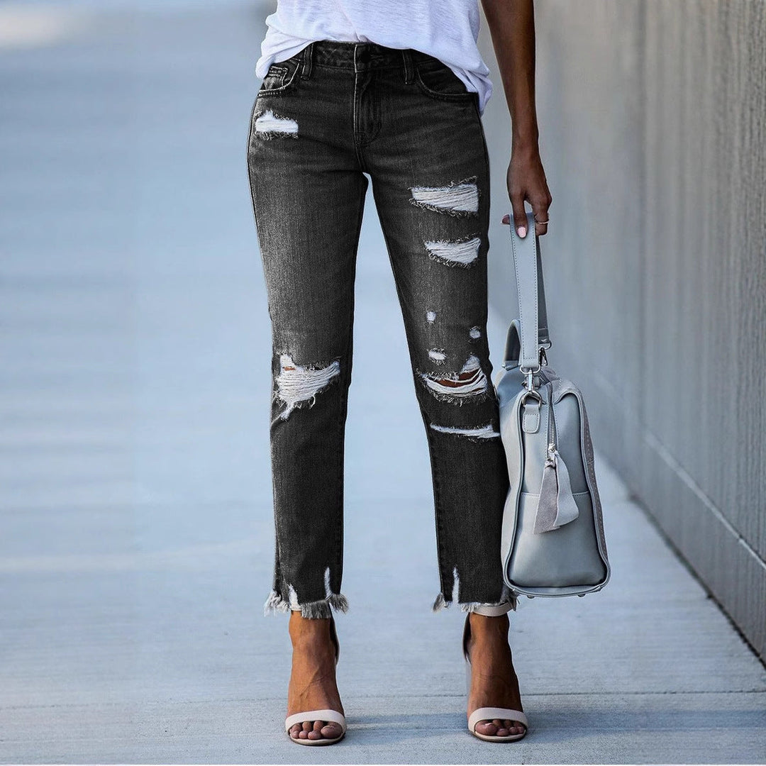 Damen Ripped Jeans im modernen Vintage-Look mit fransigen Säumen Drune