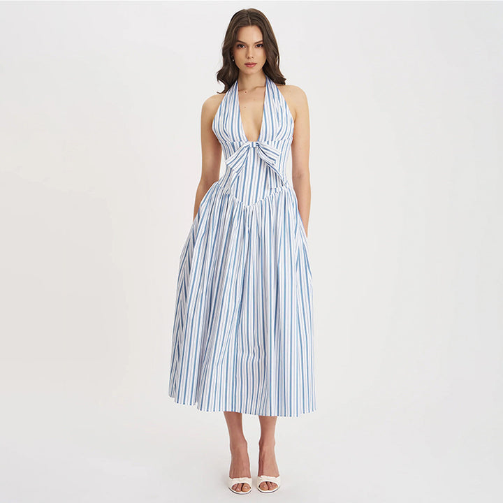 Damen Maxikleid mit verspieltem Wickeldesign und elegantem V-Ausschnitt Drune