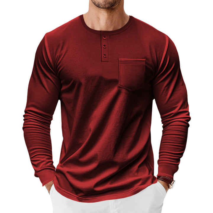 Herren Langarm-Hemden mit Knopfleiste und Brusttasche Drune
