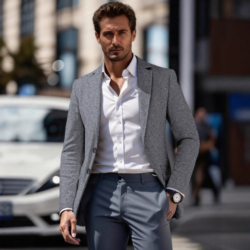 Herren eleganter Business-Anzugblazer mit schmaler Passform Drune