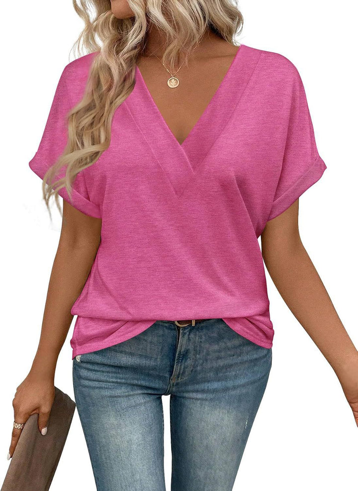 Damen lässiges V-Ausschnitt T-Shirt aus hochwertigem Jersey Drune