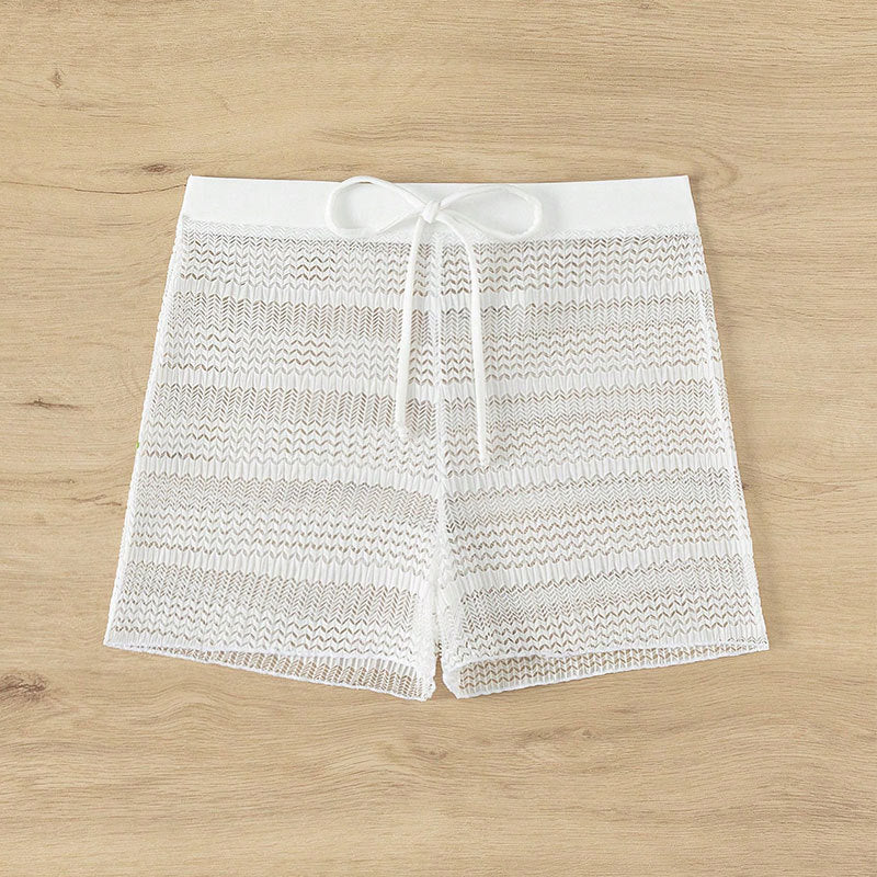 Damen Elegante Badeshorts mit transparentem Netzdesign Drune