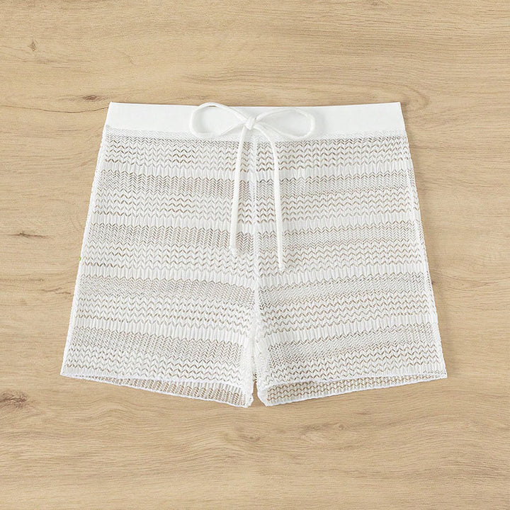 Damen Elegante Badeshorts mit transparentem Netzdesign Drune