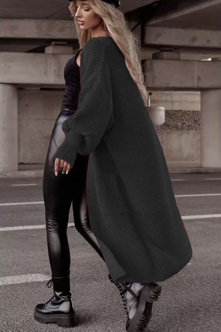 Damen Grober Strickmantel mit praktischen Taschen und lässigem Schnitt Drune