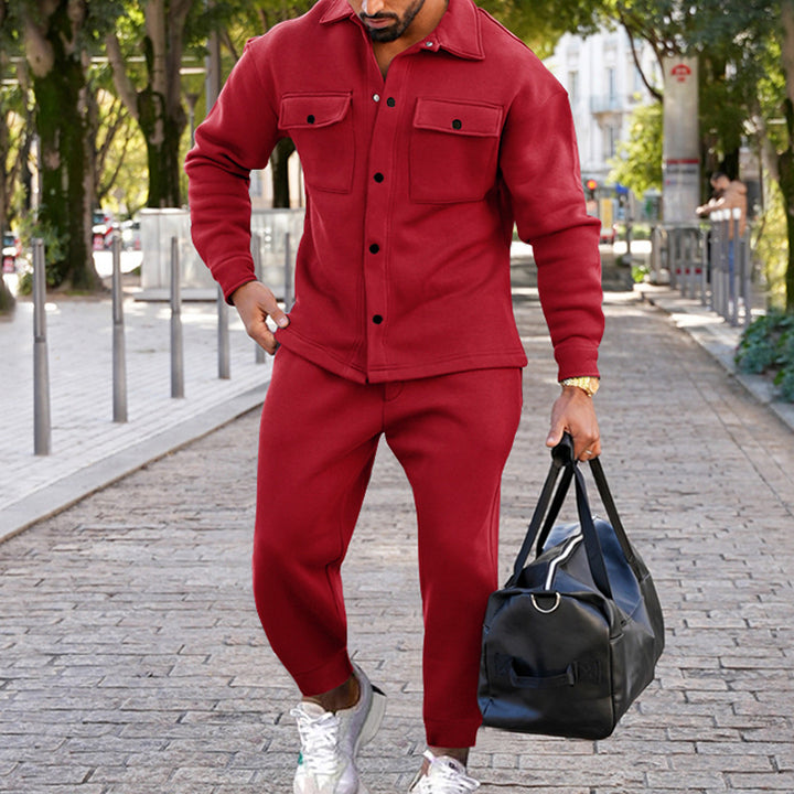 Herren Freizeit Set mit strukturiertem Oberteil und passenden Jogginghosen Drune