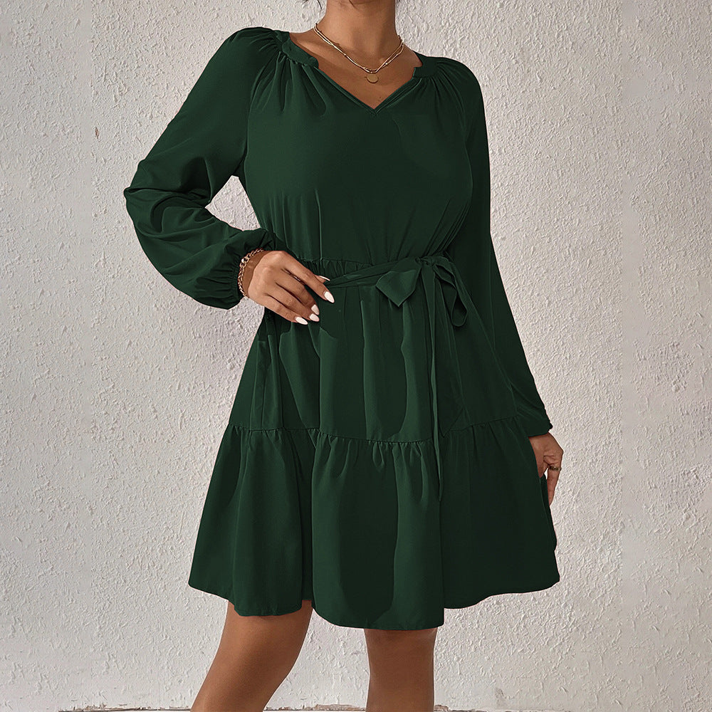 Damen Wickelkleid mit Rüschendetails und Taillengürtel Drune