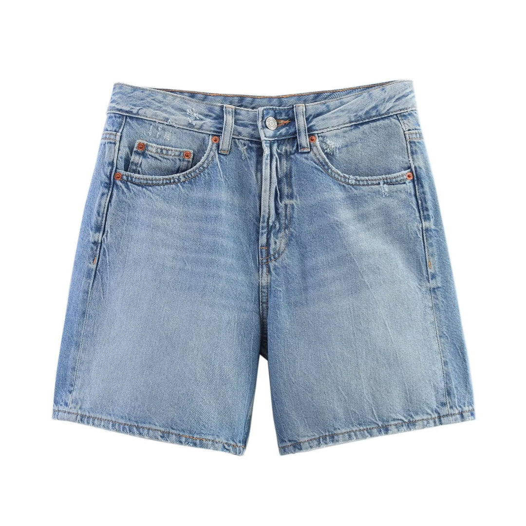Damen Denim-Shorts im lässigen Schnitt mit hoher Taille und praktischen Taschen Drune