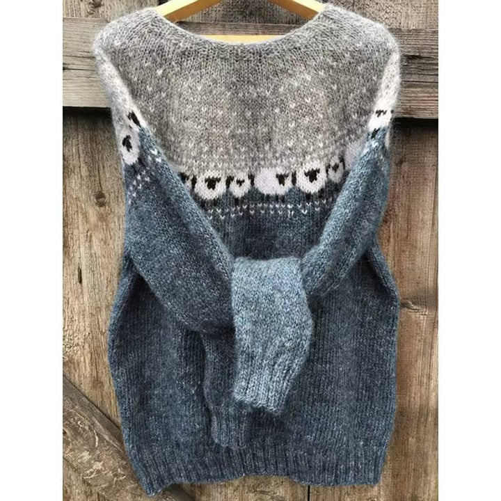 Damen nan Norwegerpullover aus Wollmix mit Rundhalsausschnitt und traditionellem Fair-Isle-Yoke Drune