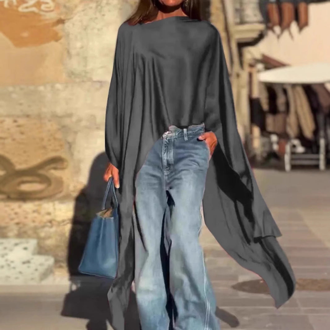 Damen modisches Oversized-Oberteil mit fließendem Schnitt Drune