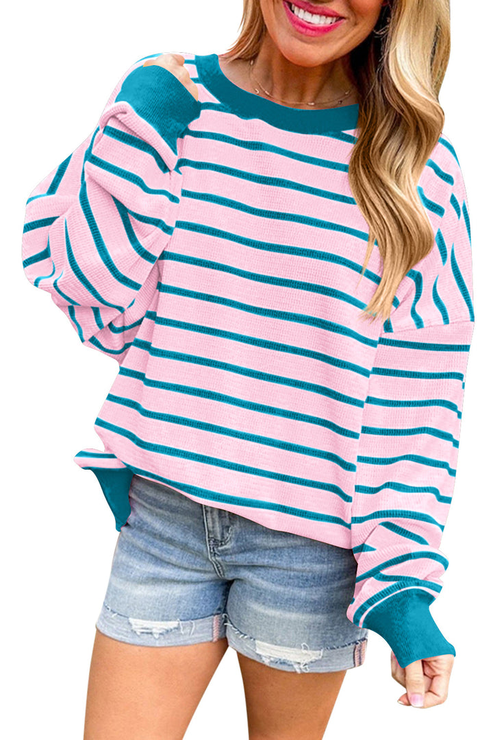 Damen lässiger und bequemer Pullover mit strukturiertem Rippenmuster und weitem Schnitt Drune