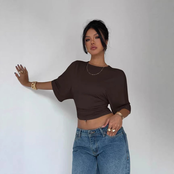 Damen Kurzärmliges Crop-Top Drune