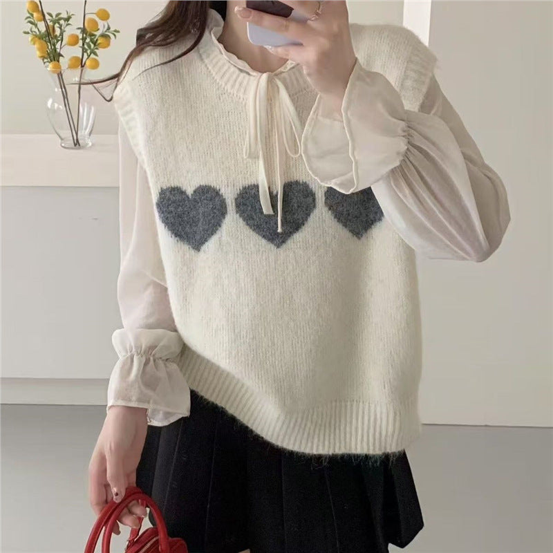 Damen Strickpullover mit Herzmotiv Drune