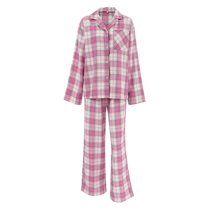 Damen lässiges Karomuster Pyjama-Set Drune