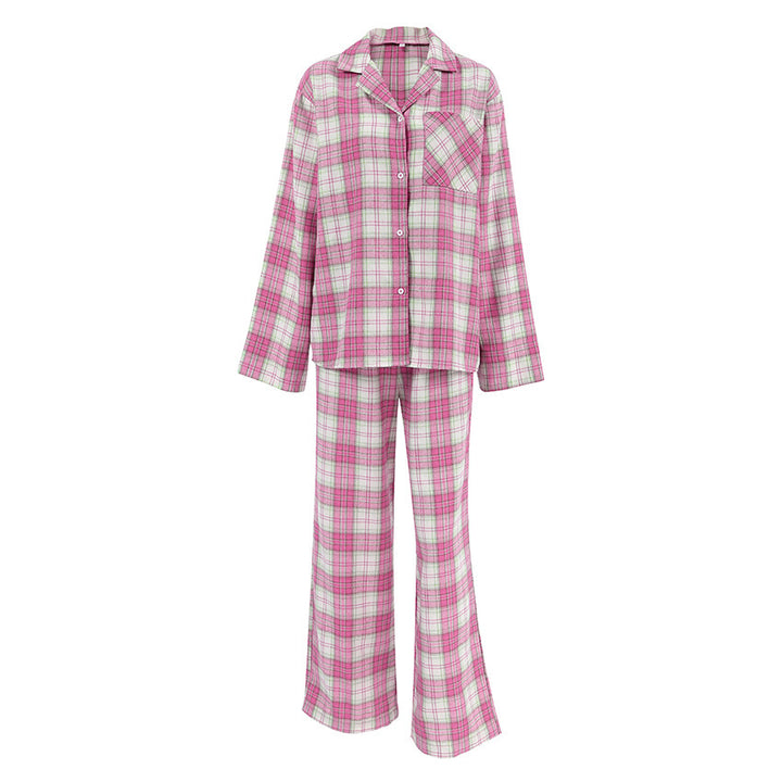 Damen lässiges Karomuster Pyjama-Set Drune