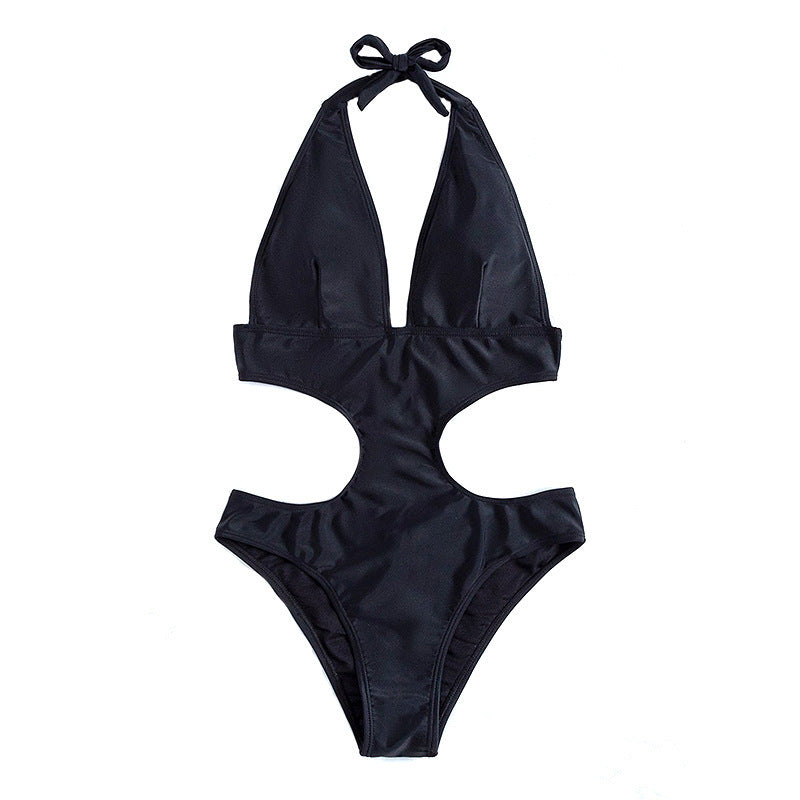 Damen Cut-Out Badeanzug mit tiefem V-Ausschnitt und seitlichen Einschnitten Drune