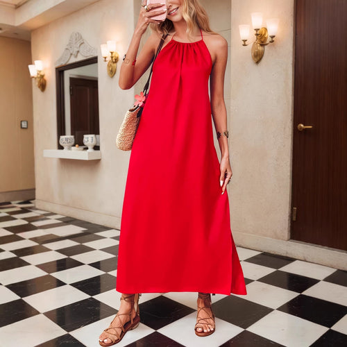 Damen Maxi-Kleid mit elegantem Halterbügel Drune