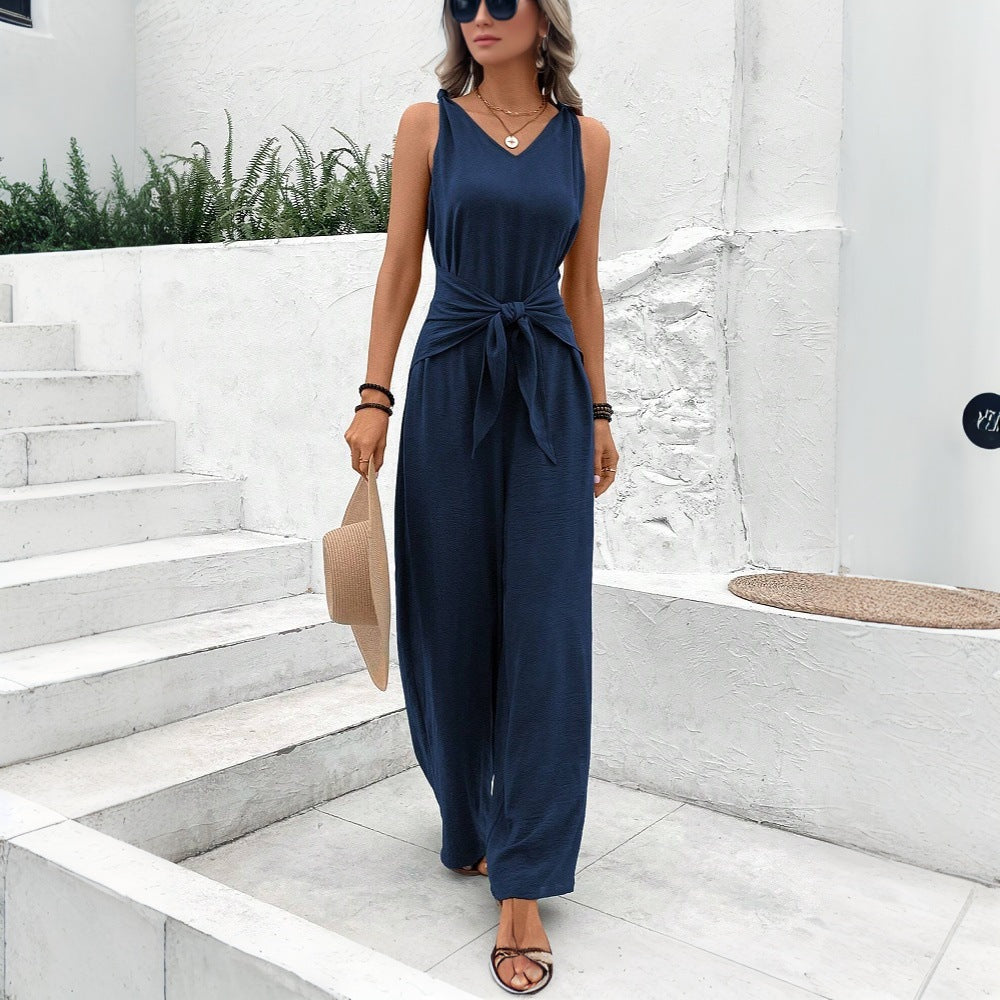 Damen Jumpsuit mit Gürteldetail und V-Ausschnitt Drune