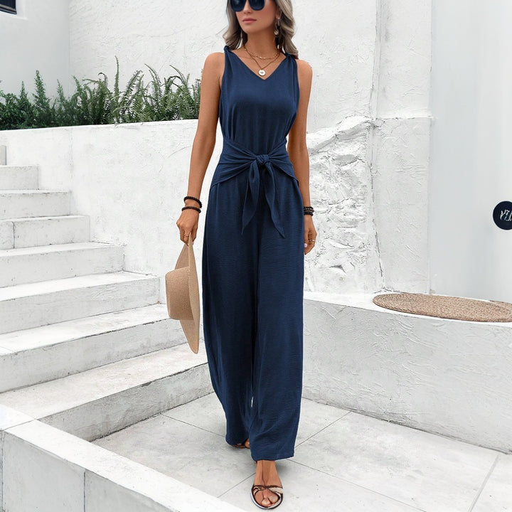 Damen Jumpsuit mit Gürteldetail und V-Ausschnitt Drune