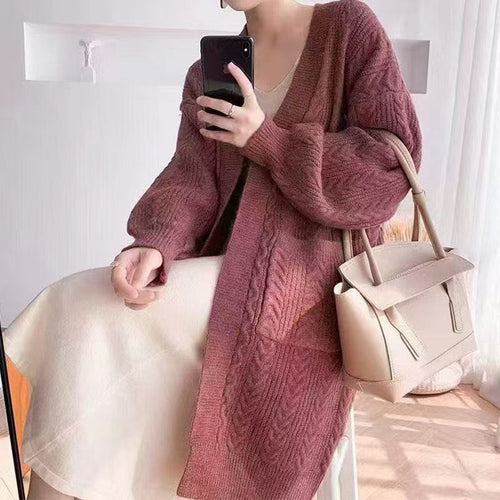 Damen Grobstrick Cardigan mit tiefen Taschen und elegantem Zopfdesign Drune
