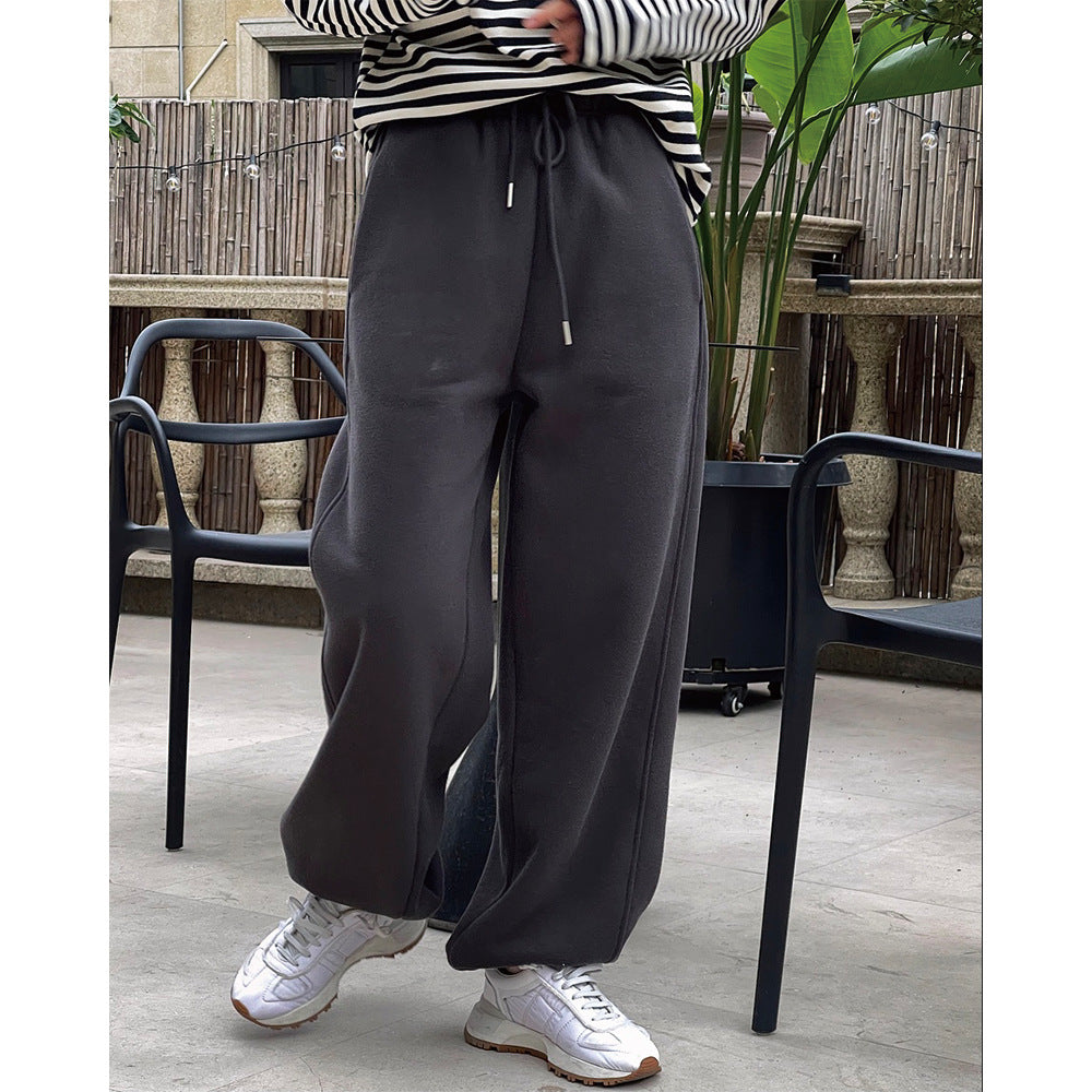 Damen bequeme Freizeithose mit elastischem Bund und modernen Details Drune