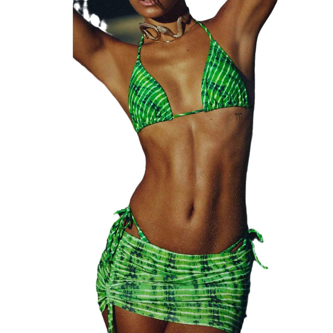 Damen Triangel-Bikini-Set mit modischem Wickelrock Drune