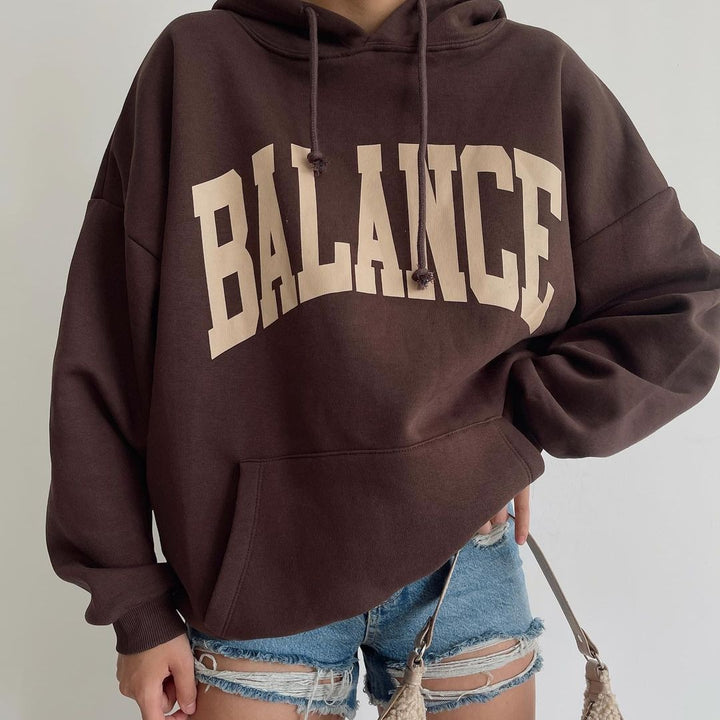 Damen Oversized Kapuzenpullover mit auffälligem Logo Drune