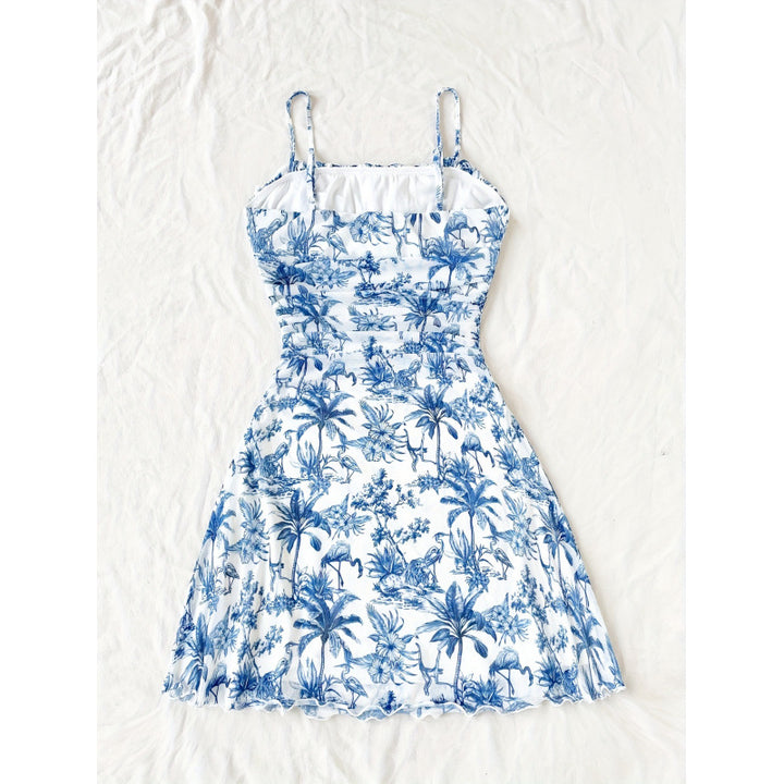 Damen Sommerliches Minikleid mit floralem Muster und Trägerdetails Drune