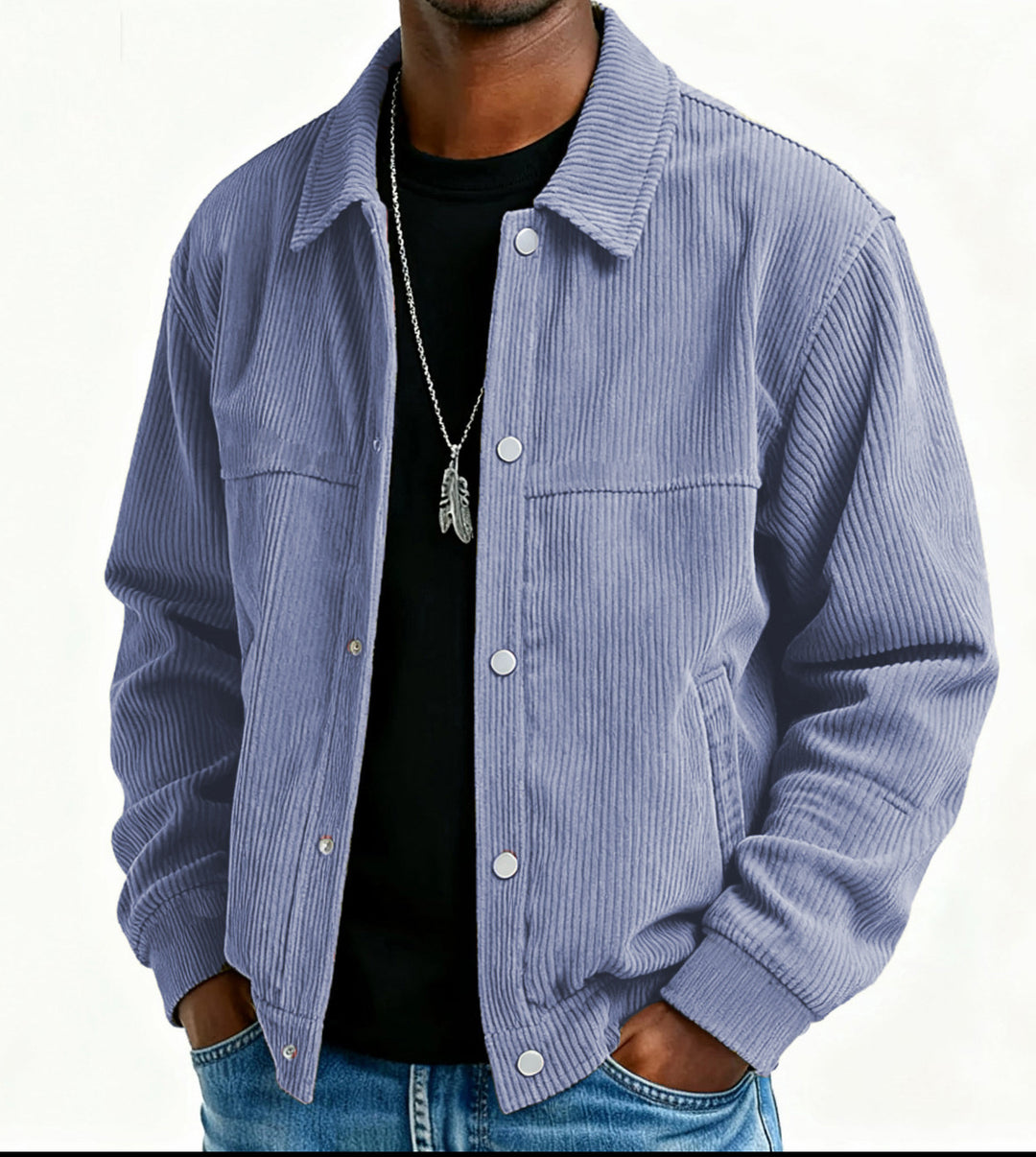 Herren Cordjacke mit Taschen und gestepptem Design Drune
