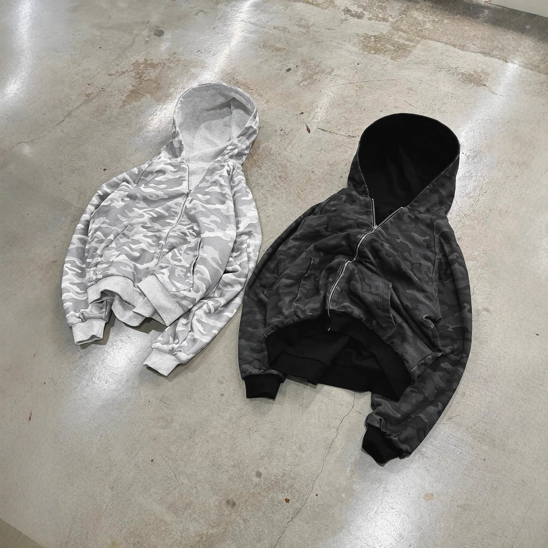 Damen Urbaner Kapuzenpullover mit camouflage Muster und breiten Bündchen Drune