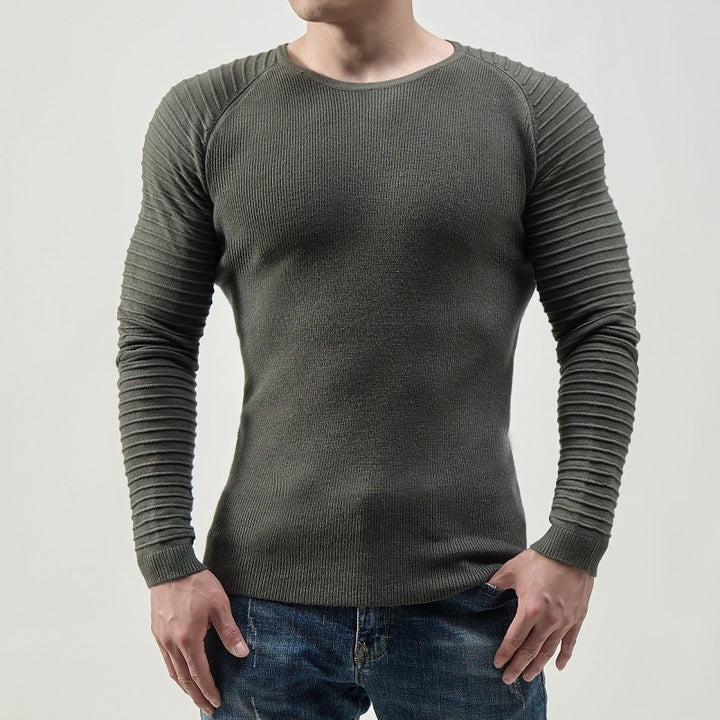 Herren moderner Langarmpullover mit strukturiertem Design und ribbeliertem Ärmel Drune