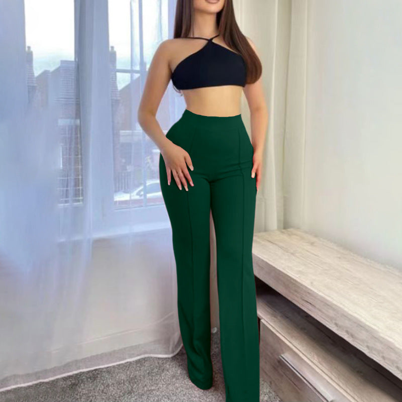 Damen Hochtaillierte Flared-Hosen Drune