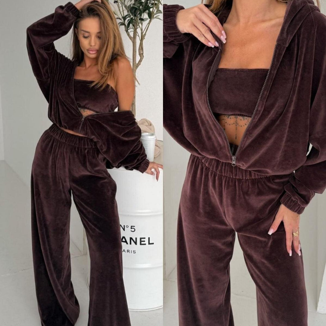 Damen weiches Lounge-Set mit weitem Schnitt und elegantem V-Ausschnitt Drune