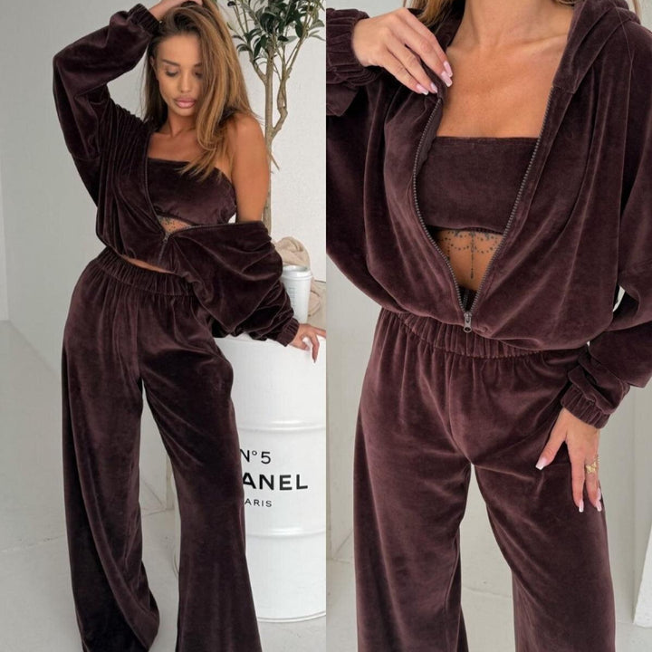 Damen weiches Lounge-Set mit weitem Schnitt und elegantem V-Ausschnitt Drune