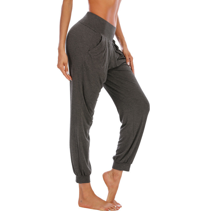 Damen Bequeme Freizeithose mit hohem Bund und Seitentaschen Drune