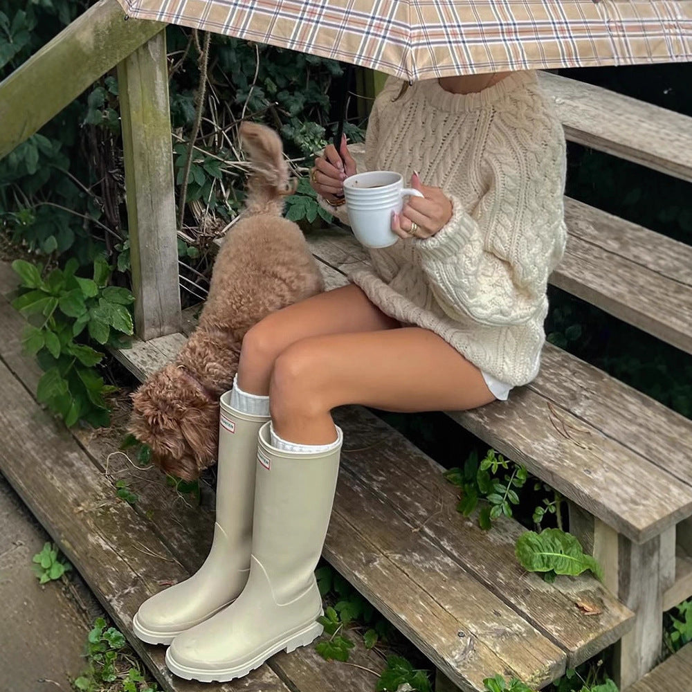 Damen Strickpullover mit Zopfmuster und weiten Ärmeln Drune