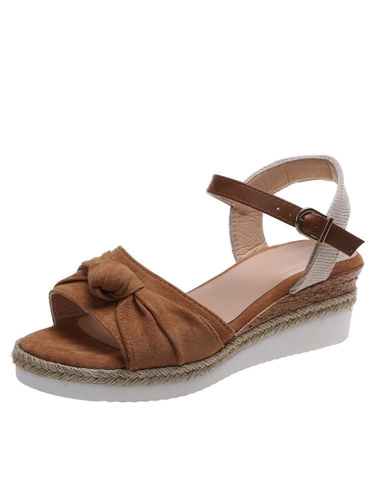 Damen Wedge-Sandalen mit verstellbarem Riemen und elastischem Einsatz Drune