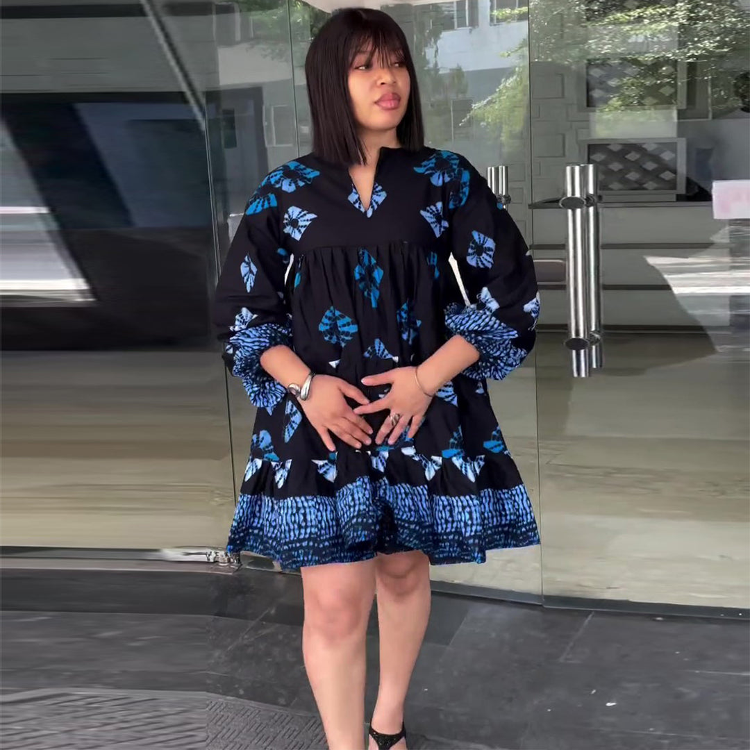 Damen Freizeitkleid mit lässigem Schnitt und voluminösen Ärmeln Drune