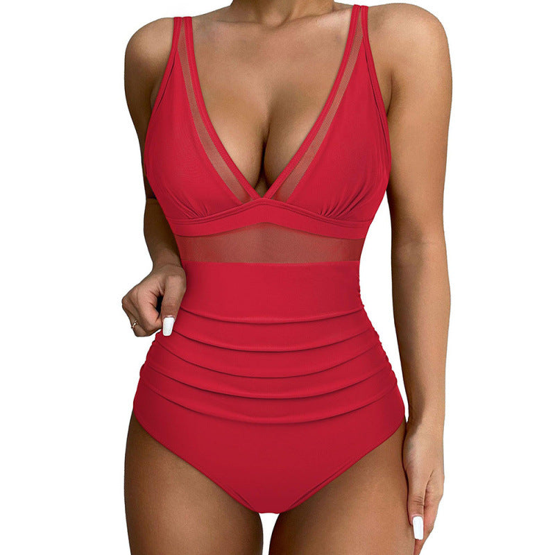 Damen Hochgeschnittener Badeanzug mit modischem Cut-Out Drune