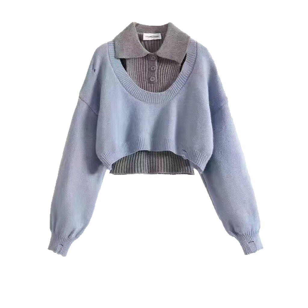 Damen modischer Crop-Pullover mit einzigartigem Design Drune