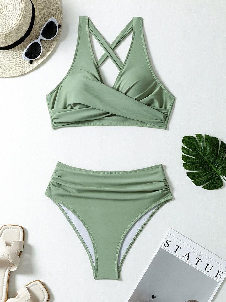 Damen Hoch geschnittener Bikini mit Wickeldetail Drune