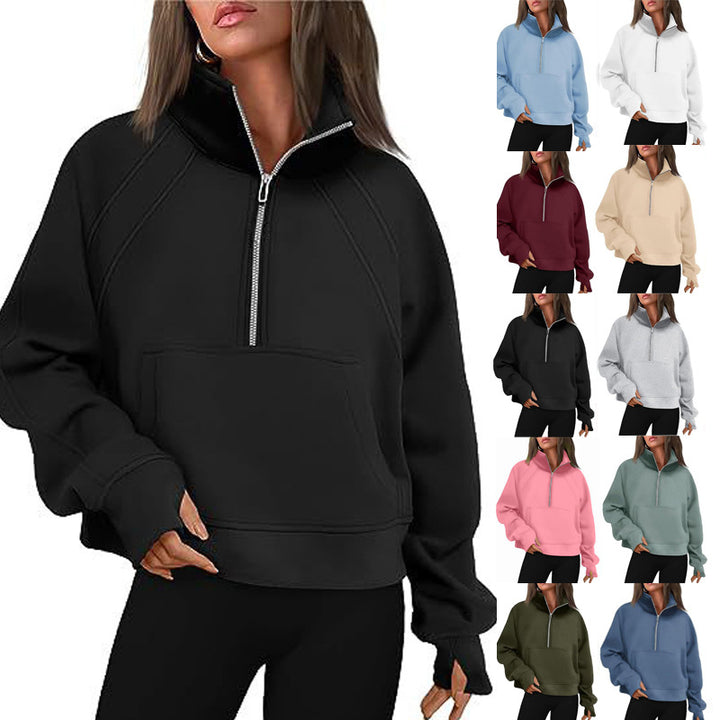 Damen Oversized Sweatshirt mit hohem Kragen Drune