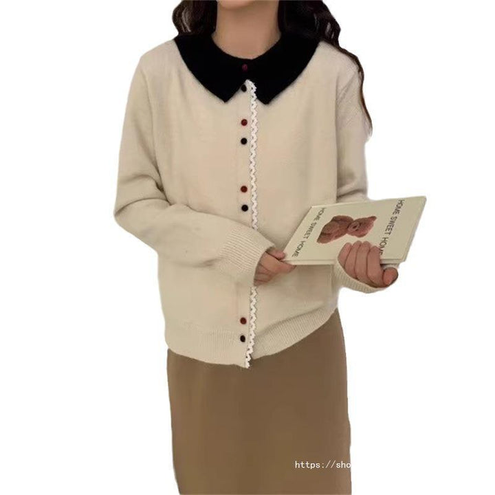Damen Eleganter Strickcardigan mit Stehkragen und Knopfdetail Drune