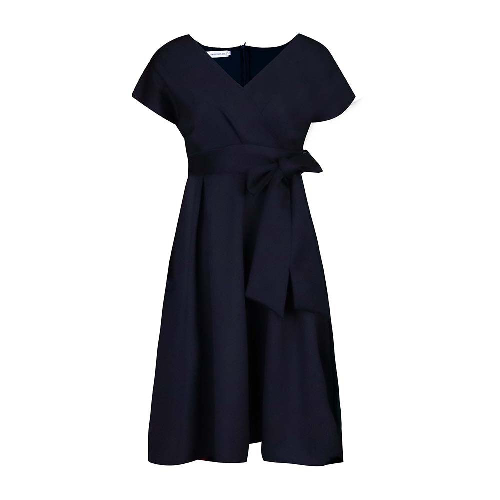 Damen Wickelkleid mit elegantem V-Ausschnitt und Gürtel Drune